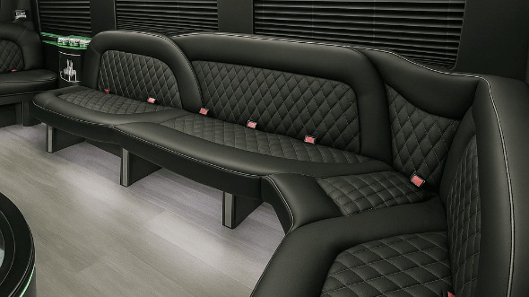 Interior of Charter Bus Company Orem's 15 Passenger Party Bus in Orem