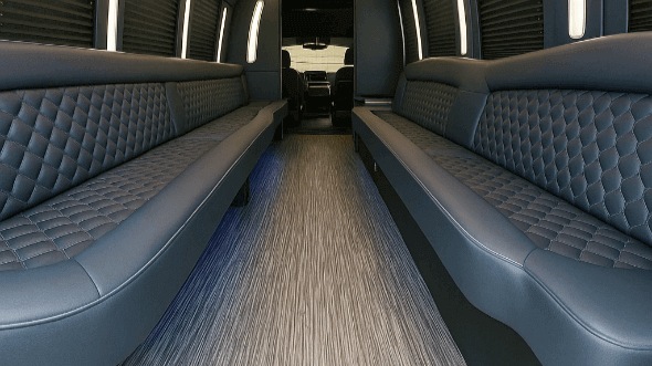 Interior of Charter Bus Company Herriman's 20 Passenger Party Bus in Herriman