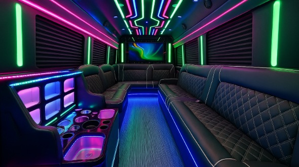 Interior of Charter Bus Company Taylorsville's 20 Passenger Party Bus in Taylorsville