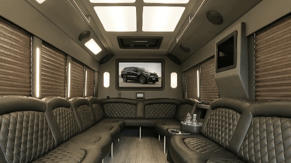 Interior of Charter Bus Company Orem's 28 Passenger Party Bus in Orem