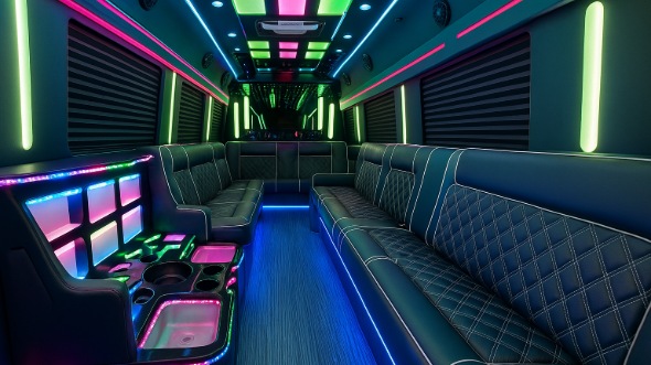 Interior of Charter Bus Company Taylorsville's 30 Passenger Party Bus in Taylorsville