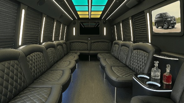 Interior of Charter Bus Company Herriman's 40 Passenger Party Bus in Herriman