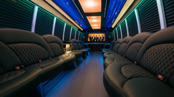 Interior of Charter Bus Company Lehi's 50 Passenger Party Bus in Lehi