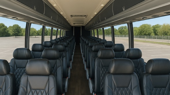 Interior of Charter Bus Company Provo's 56 Passenger Charter Bus in Provo